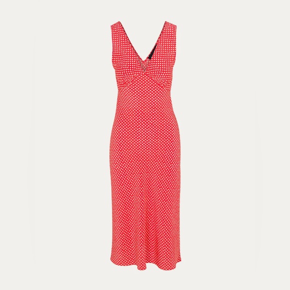 Realisation Par Stephanie Paradiso Red Midi Dress Silk Small - Picture 1 of 4